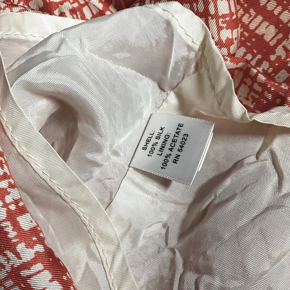 Banana Republic Silk Cowl Neck Mod Dress, Orange/White, Size 2 - Picture 8 of 8